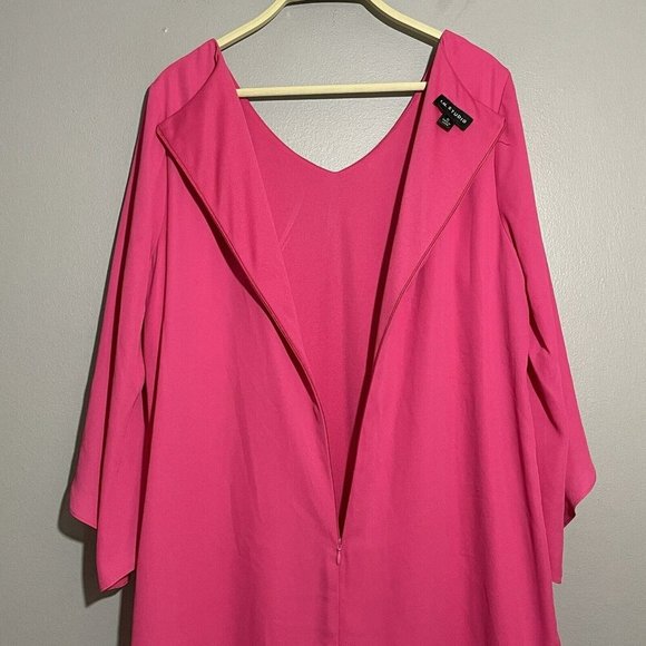 IN Studio Dress Straight Pencil Size 12 Pink Hippie Open Ruche Crochet Casual - Picture 12 of 12